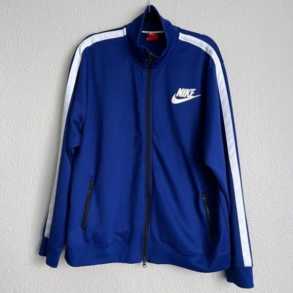 Nike Other - Nike Men's Vintage Track Jacket Size XXL Cobalt Blue White Full Zip